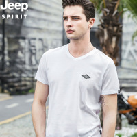 JEEP吉普短袖T恤男圆领夏季薄款时尚潮流青年百搭打底纯色半袖男