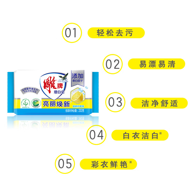 雕牌 洗衣皂/增白皂232g 去污 香味持久 清新柠檬透明皂高清大图