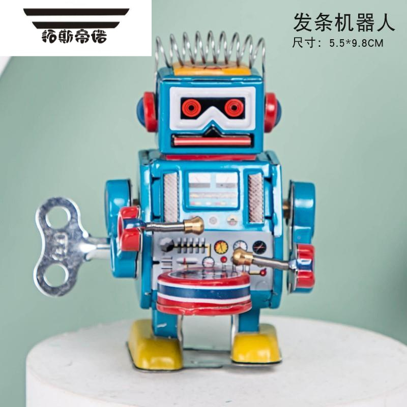 拓斯帝诺复古玩具儿童上链发条铁皮机器人80后玩具怀旧婴打儿小小人兵