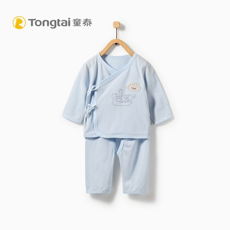 童泰TONGTAI初生儿和服内衣套装0-3个月男女宝宝系带上衣裤子两件套婴幼儿通用59cm