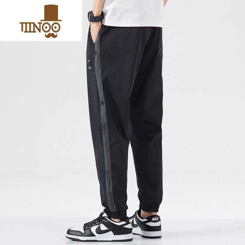 YANXU速干冰丝休闲裤男夏季薄款宽松加肥加大码束脚运动裤男士排扣裤运高清大图