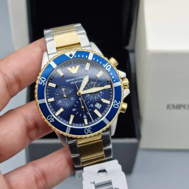 阿玛尼armani男士手表宋威龙同款 绿水鬼 时尚钢带欧美表男士石英 ar1