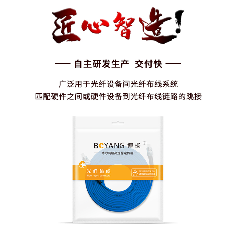 博扬 电信级铠装光纤跳线st-st 10米 单模单芯 抗拉压防鼠咬低烟无卤环保网线光纤线 BY-K10221S