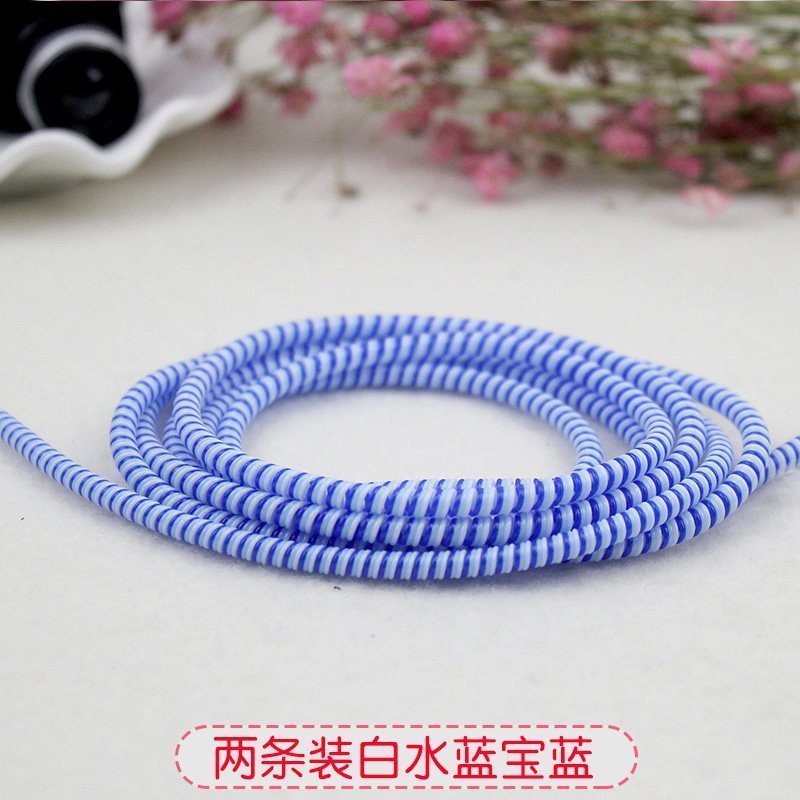 家柏饰(CORATED)耳机保护绳充电器保护线苹果安卓手机保护套耳机弹簧缠绕线器 1.1米白水蓝宝蓝【两条装】