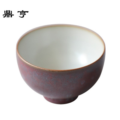 鼎亨春泥全手工粗陶景德紫色镇陶瓷主人杯品茗杯泡茶杯功夫双色大