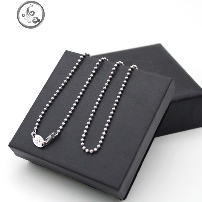 925纯银豆豆项链 泰银复古圆珠链条2.5mm秀气毛衣链长款个性男女 JiMi高清大图