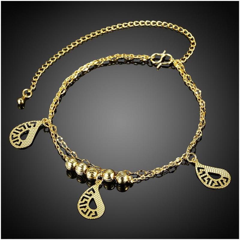 A056-A Women 18K yellow gold anklet jewelry 镀黄金色女脚链潮