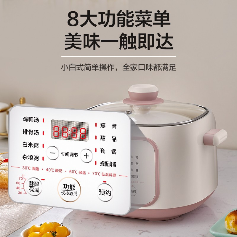美的(Midea)电炖锅电炖盅煲汤锅炖汤锅婴儿辅食锅 隔水炖 养生锅一锅五胆白瓷内胆2.5L MD-ZC2551