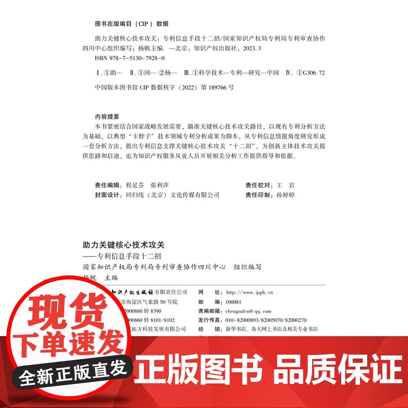 正版 助力关键核心技术攻关 主编 杨帆 副主编 赵向阳 何如 知识产权出版社 9787513079280高清大图