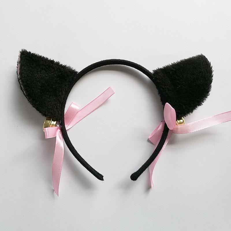 动漫cos猫娘女仆头饰洛丽塔日系毛绒铃铛猫耳朵发箍狐狸兽耳发夹白色