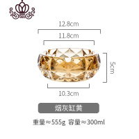 封后大号玻璃烟灰缸家用透明烟碟个性客厅办公室雪茄烟缸 烟灰缸黄摆件