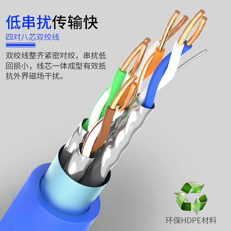 山泽HC6305超六类双屏蔽网线CAT6A类灰色约305米/箱（一箱装）
