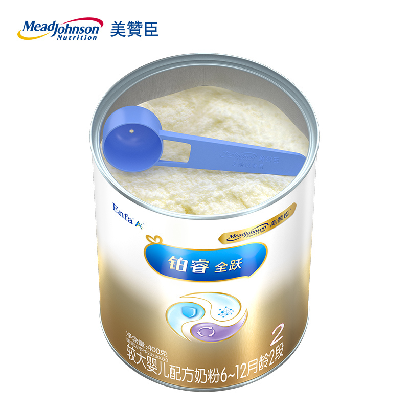 美赞臣(Mead Johnson)铂睿全跃2段较大婴儿配方奶粉(6~12月龄适用) 400克罐装 新上市 吴磊代言