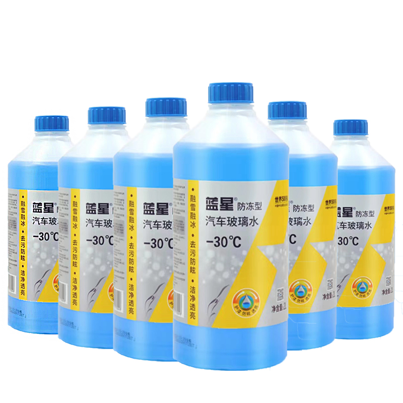 蓝星 新款非浓缩-30℃玻璃水四季通用去污油膜除霜防冻型2L*6瓶装