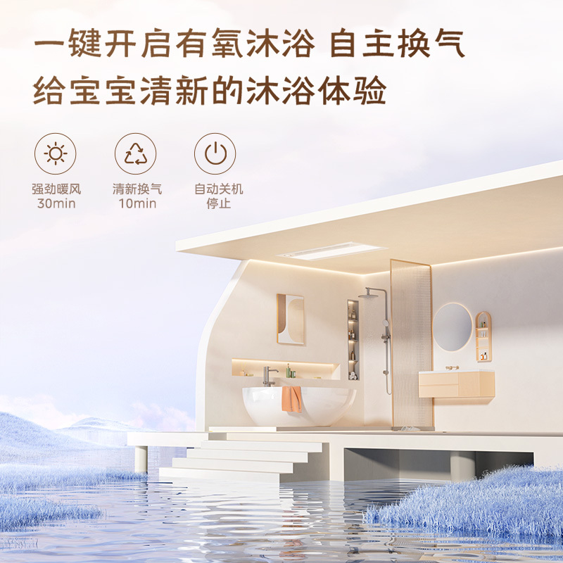 美的Midea浴霸灯暖风模块集成吊顶灯暖风机卫生间超薄集成浴霸风暖照明排气一体双核吹风换气卫生间暖风机高清大图