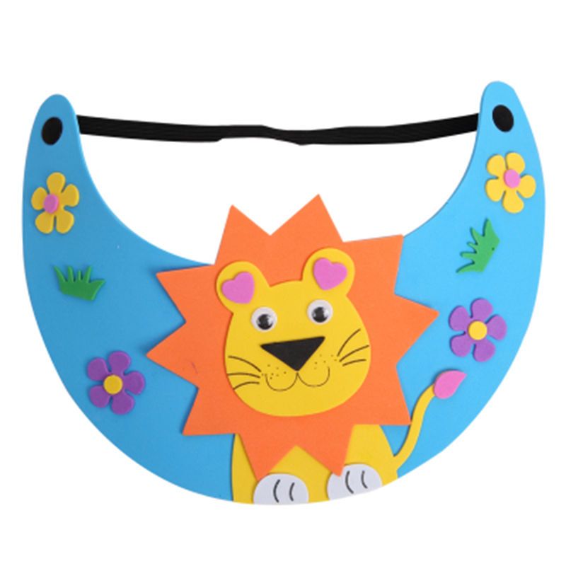 eva太阳帽儿童diy遮阳帽亲子益智手工创意制作立体贴画卡通材料包狮子