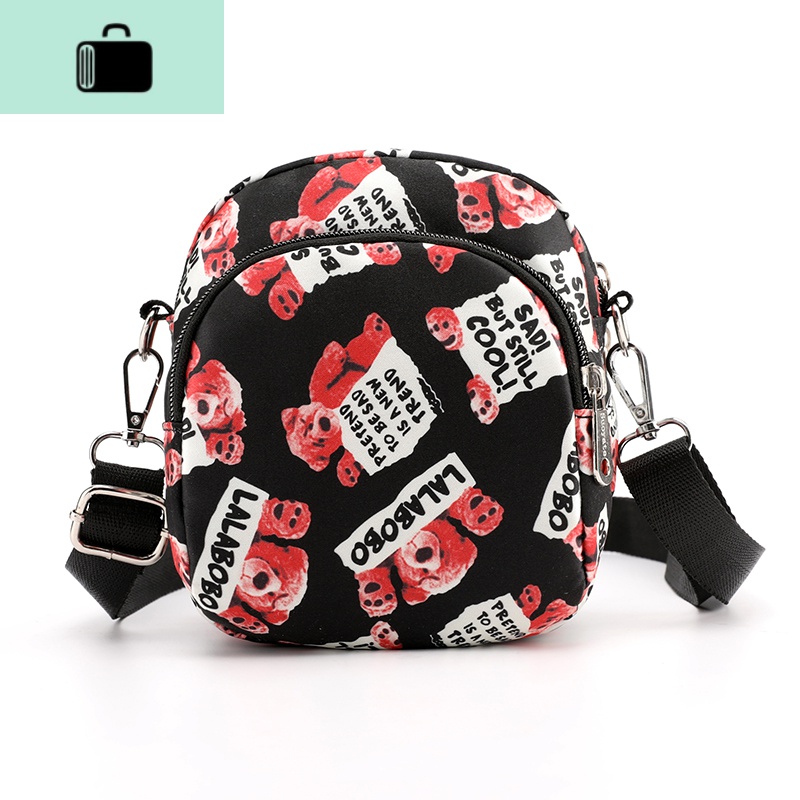 2020夏天新款迷你零钱手机包斜挎包女小妈妈百搭单肩牛津帆布包包NEW LAKE女士钱包/卡包 小熊