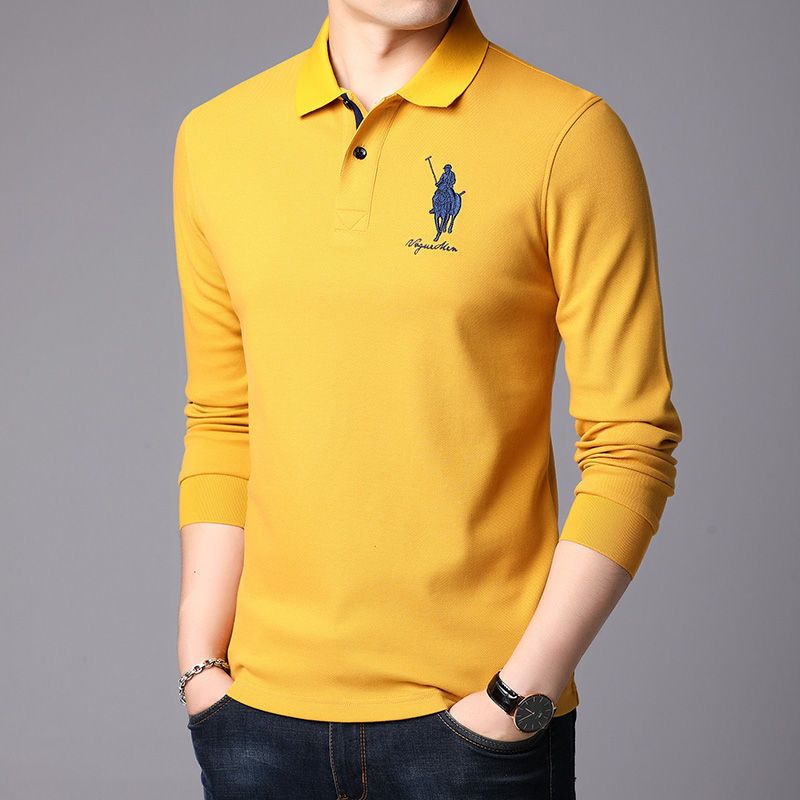 梵克公牛长袖t恤男棉保罗衫纯色翻领绣标男装春季中青年潮流打底polo