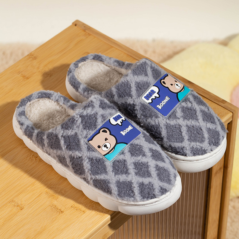 2024新款冬季棉拖鞋女居家厚底防滑加绒保暖外穿情侣毛 毛棉拖鞋女高清大图