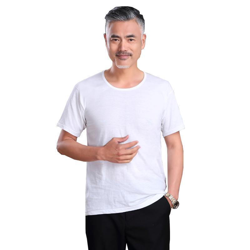 老头背心男士老头衫白色圆领短袖汗衫中老年宽松内衣大码夏薄诺妮梦