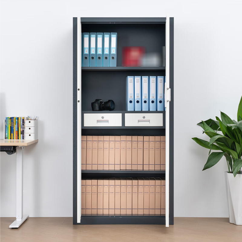 缑氏指纹电子保密柜钢制密码文件柜档案柜矮柜资料柜办公柜通门灰白色:国保指纹锁高清大图