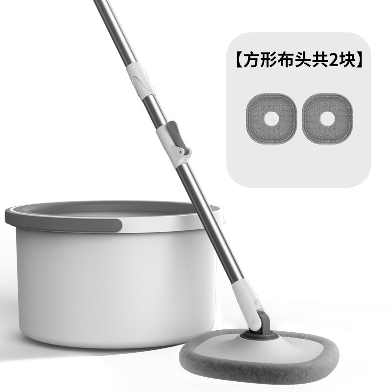 丽佳邦净污分离懒人免手洗家用一拖净带桶拖布平板拖地神器旋转拖把 灰白圆盘款 - 净污分离拖把套装[网购1布]高清大图