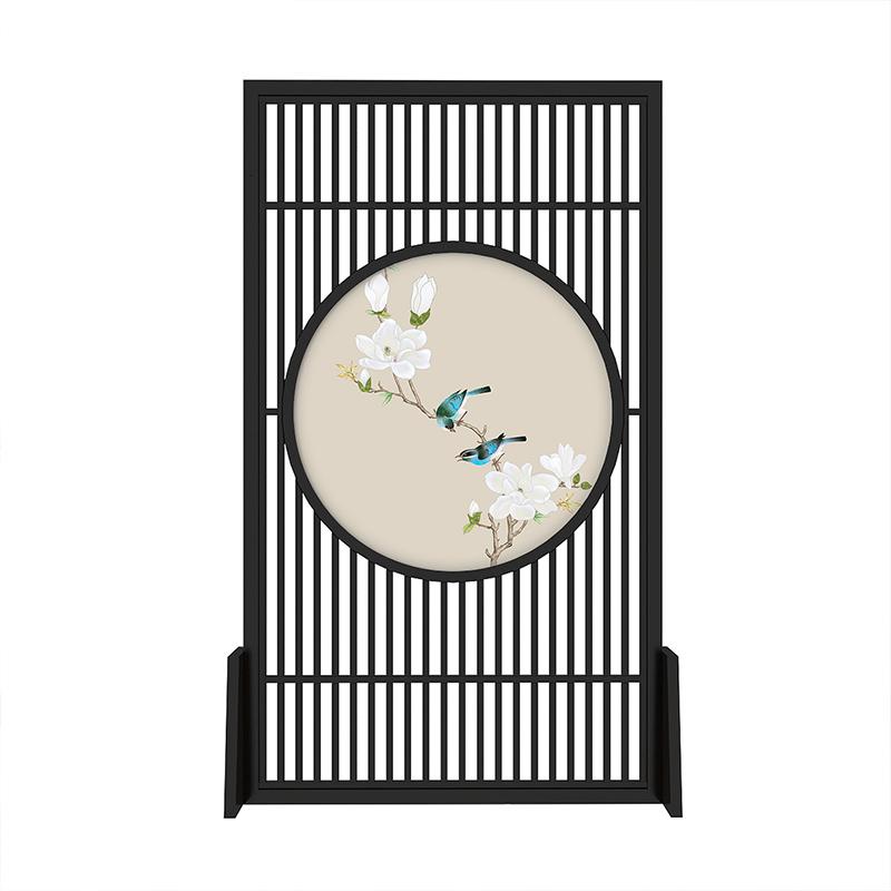 BONJEAN新中式屏风隔断客厅玄关茶室实木镂空座屏简约现代时尚装饰花鸟高清大图