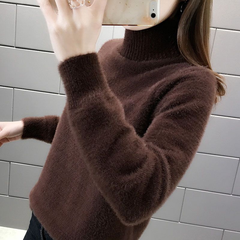 毛衣女新款时尚宽松外穿套头内搭半高领打底衫女秋冬高清大图