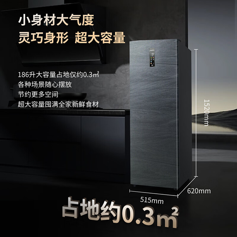 澳柯玛家用立式风冷无霜冰柜冷柜冷藏冰箱大抽屉母乳奶一级能耗分层BD-186WNE
