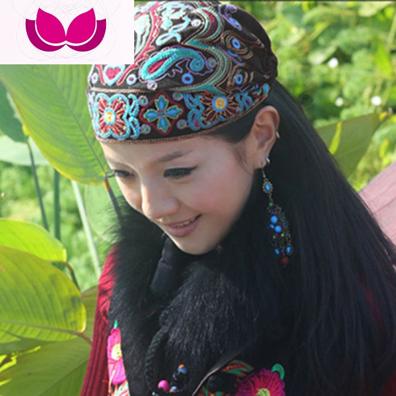 七斓民族风四季新款复古文艺时尚休闲旅游拍照刺绣花圆顶百搭女士帽子