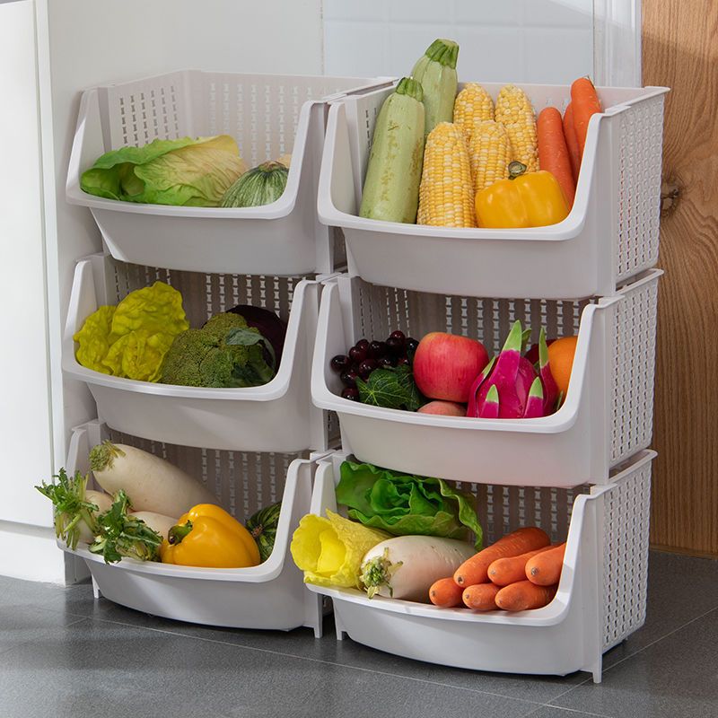 厨房置物架落地多层蔬菜收纳筐篮子菜架子家用品放菜储物架收纳架象牙