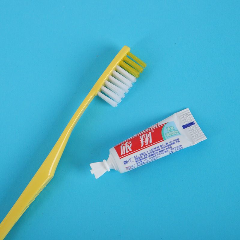 宾馆一次性洗漱用品牙刷牙膏二合一套装民宿客房专用牙具批发彩膜空心