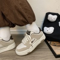 回力板鞋女平底复古卡其色低帮小白鞋子女潮ins学生日系休闲女鞋百搭拼色增高鞋子