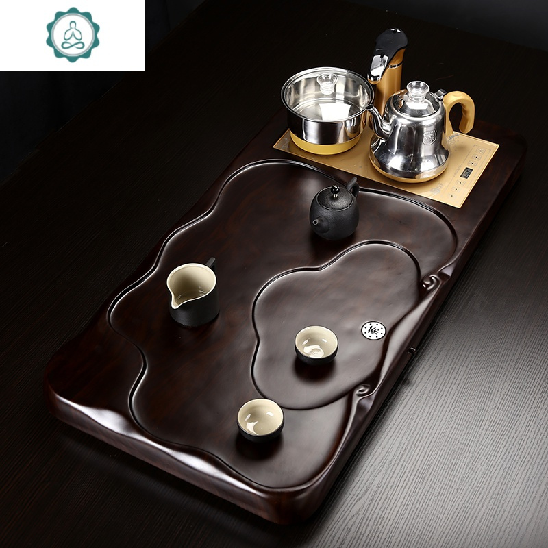 黑檀木茶盘家用茶托整块实木茶台大小号茶海功夫茶具现代简约托盘 封