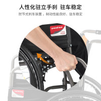 鱼跃轮椅车H050新型家用全钢管加固型可折叠手动轮椅普通轮椅脚踏板可拆缷;防后滑鱼跃鱼跃(YUWELL)