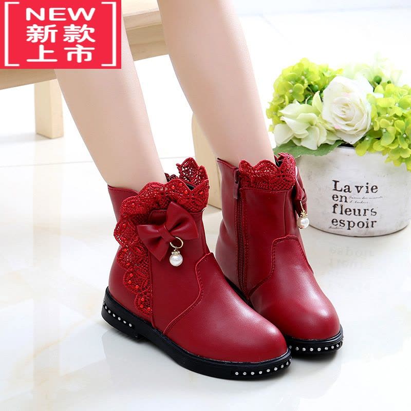 可莉允女童靴子冬2022新款韩版靴儿童短靴加绒公主雪地靴小女孩棉鞋图片