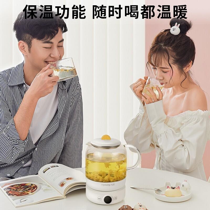 九阳(Joyoung)养生壶煮茶器煮茶壶电水壶热水壶烧水壶电热水壶1L迷你玻璃花茶壶 白色 K10-D605高清大图