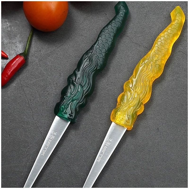 食品雕刻刀厨房雕花水果厨师主刀入门钼钒不休钢龙纹雕刻尖刀