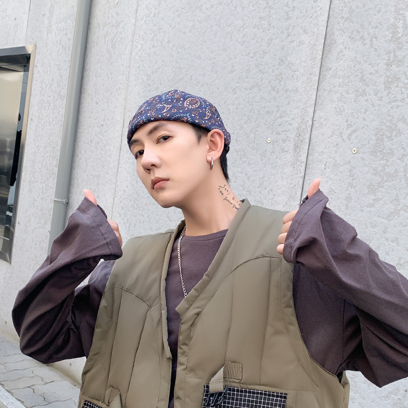 盛世尼曼日系腰果复古瓜皮帽男士四季贝雷雅痞帽子男潮人街头无檐地主