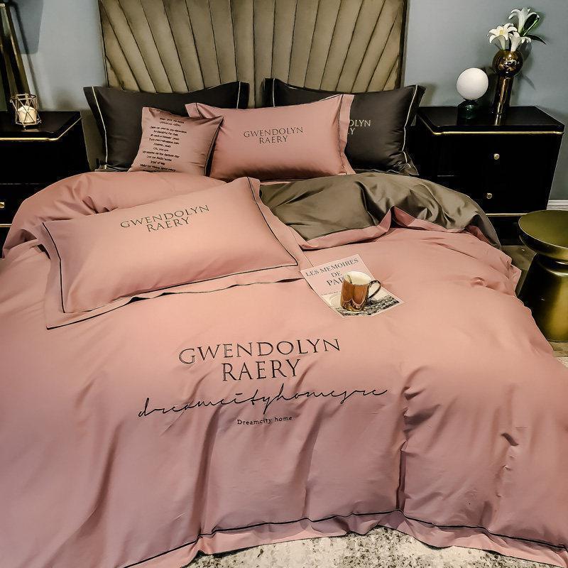 美帮汇全棉60支长绒棉四件套北欧风被罩全棉床单被套简约床上用品高清大图