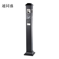 通同盛不锈钢垃圾桶烟蒂柱灭烟桶带烟灰缸室外电梯口立式屋顶式黑色烤漆烟灰柱