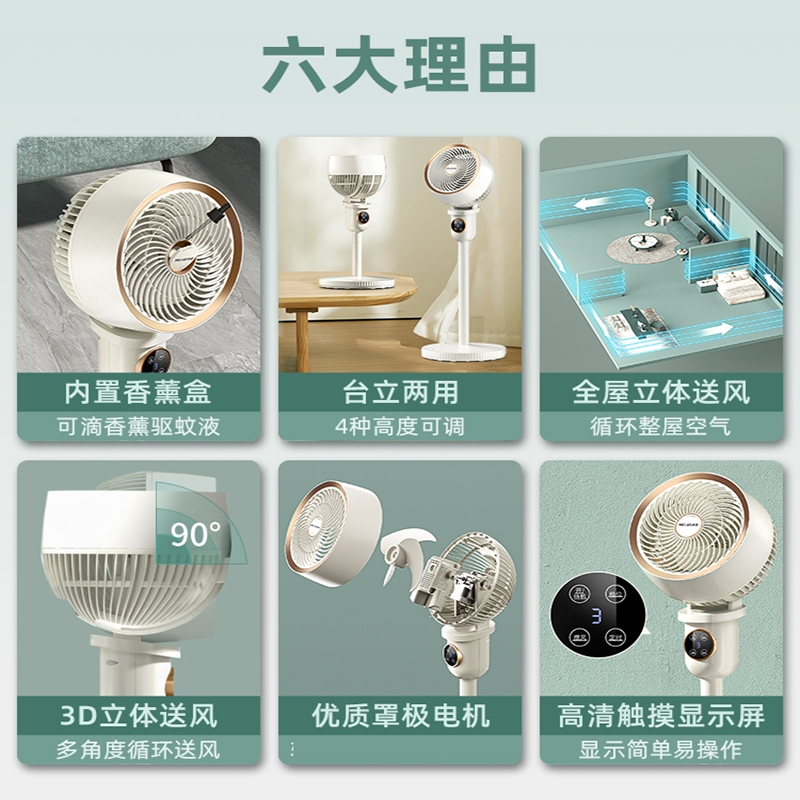 美菱(MELNG)空气循环扇电风扇家用立式落地扇大风力新款台式涡轮电扇_白色机械款