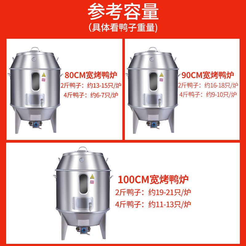 木炭烤鸭炉商用燃气烧鸭炉纳丽雅(Naliya)烤鸡炉不锈钢烧烤炉吊炉双层烧鹅炉 80型煤气烤鸭炉