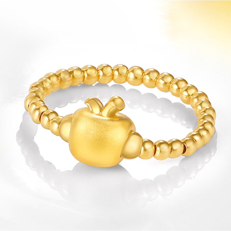 金一珠宝苹果硬金戒指足金戒指黄金戒指3d硬金立体定价yj0003