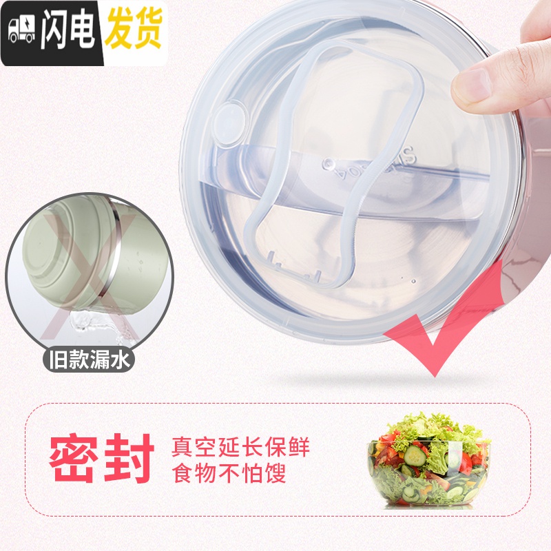 三维工匠304不锈钢保温饭盒上班族带饭学生女快餐杯分隔型成人男密封带柄 蓝色1000配送餐具保温袋(配肩带)高清大图