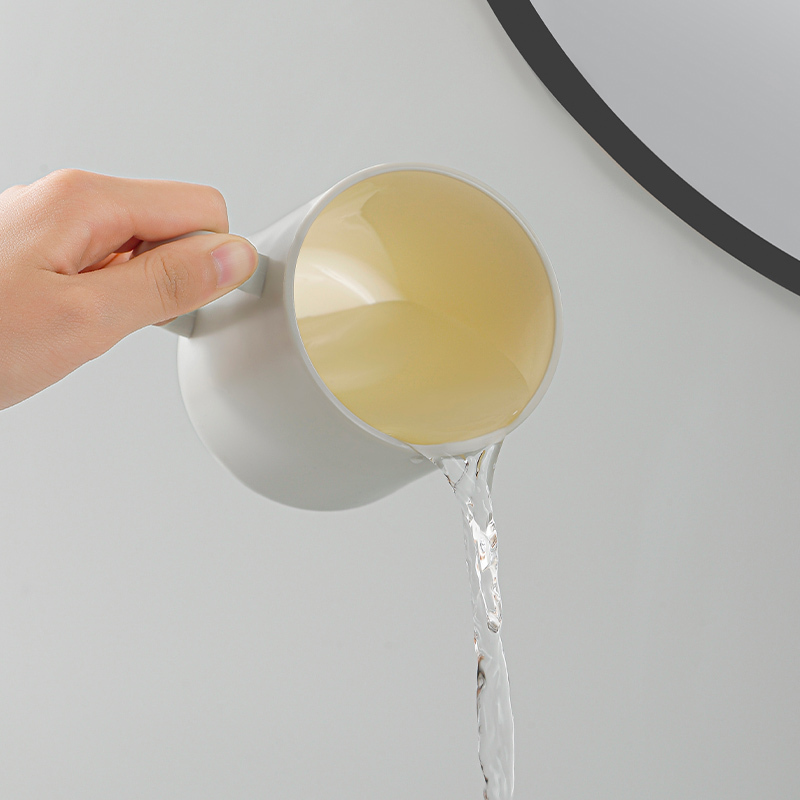 (亚麻黄)情侣漱口杯家用卫生间洗漱杯学生宿舍带手柄牙刷杯简约可爱刷牙杯高清大图