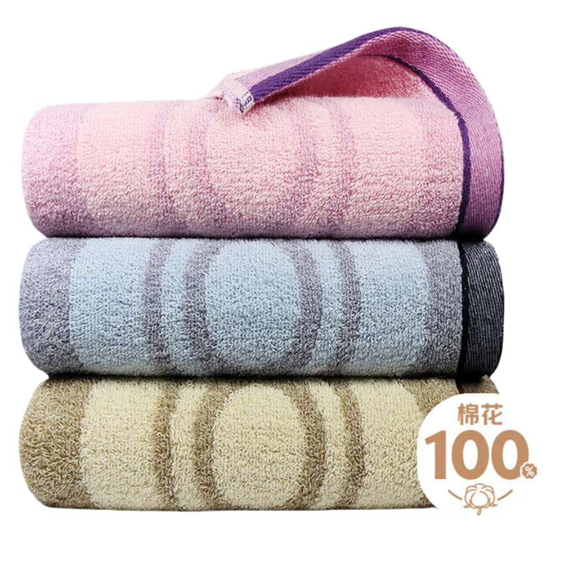洁丽雅(grace)毛巾抗菌防螨简爱纯棉舒适毛巾3条装 76*35cm 蓝色+紫色+棕色 115g(单位:条)多色