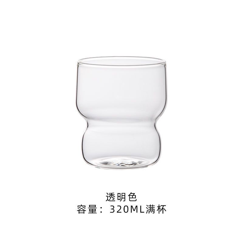 小曼里 北欧ins风彩色耐热玻璃可叠放咖啡杯家用水杯出餐果汁杯 BOBO杯 透明色320ml