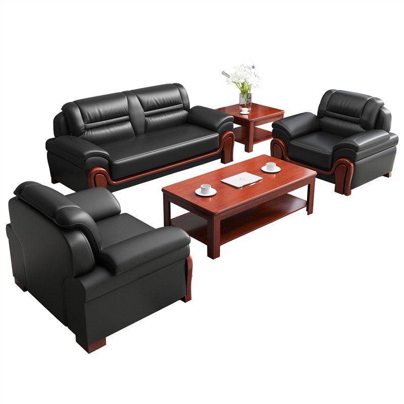 三金鑫 办公家具办公沙发会客接待商务洽谈中式沙发商务传统办公沙发高清大图