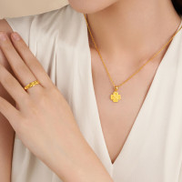 周大福ING系列幸运四叶足金黄金吊坠计价(工费:120元)F220047七夕礼物